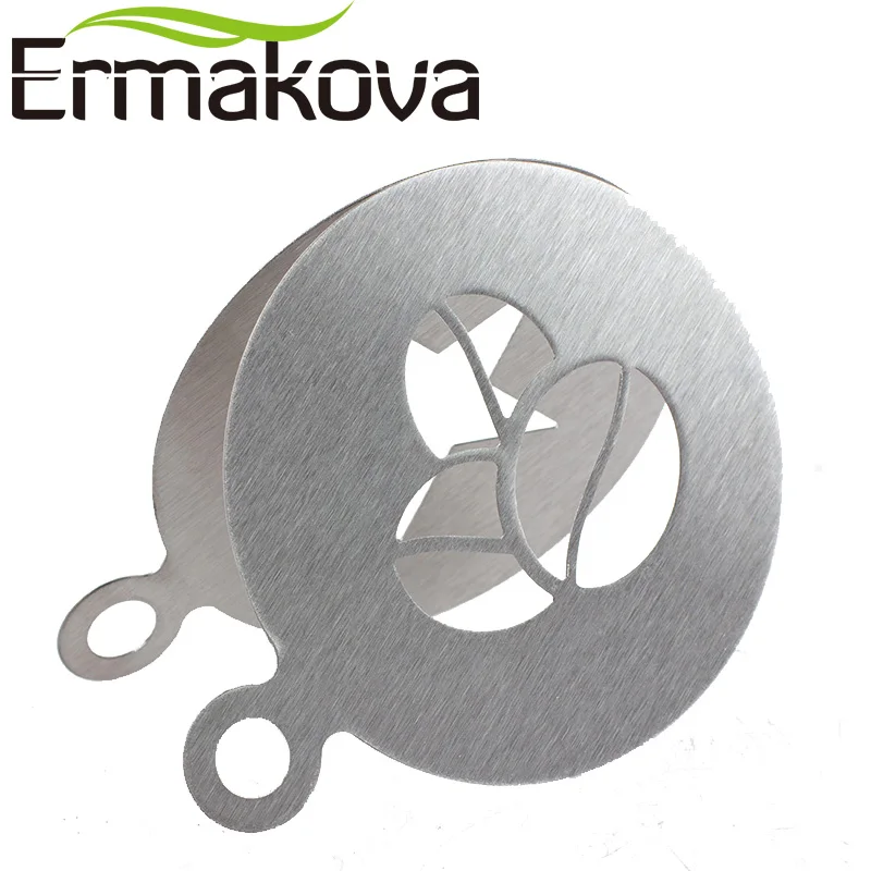 ERMAKOVA 6 шт./партия Нержавеющая сталь Кофе трафарет чайник латте художественная