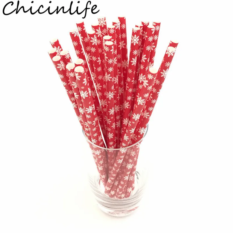Chicinlife 25 шт. Рождество Бумажная соломинка для питья день рождения нулевой День рождения Дети сувениры Свадьба рождественвечерние вечеринка украшения поставки