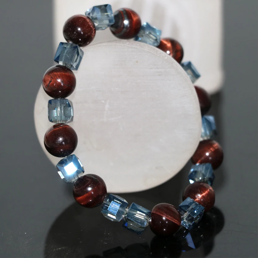 Оптовая цена натуральный красный тигр глаз камень браслеты 10 мм Круглые бусины 8