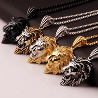 3mm box chain mens necklace on the neck women gift for male boys lovers heavy lion head pendant jewelry stainless steel choker