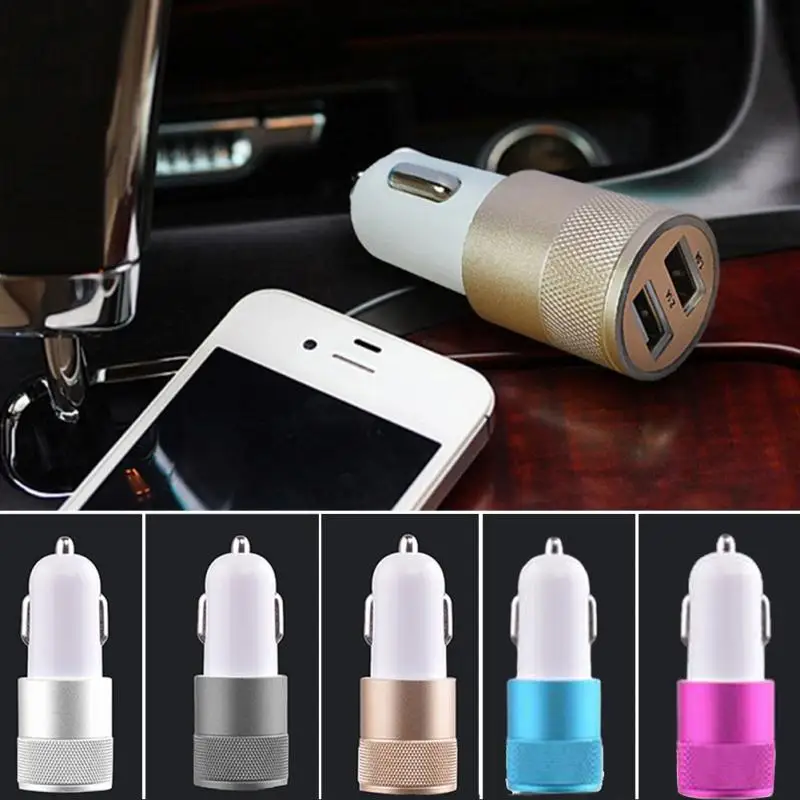 Двойной USB интерфейс Автомобильное зарядное устройство комплект 2.1A/1A сплав