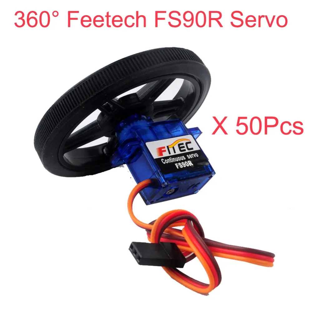 50 шт. Feetech FS90R Servo 360 градусов непрерывное вращение микро Радиоуправляемый мотор сервопривода с колесом для роботов RC автомобилей дронов FZ0101-01