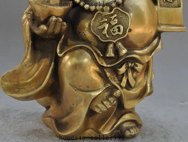 12 &quotКитайский буддизм латунь Богатство yuanbao gourd ruyi счастливый Майтрея статуя