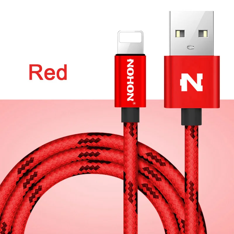 NOHON 8-контактный usb-кабель для быстрой зарядки для Apple iPhone 8, 7, 6 Plus, 5, 5S, 5C, iPad, iPod, iOS 9, 10, usb-кабель для зарядки и синхронизации данных - Цвет: Red