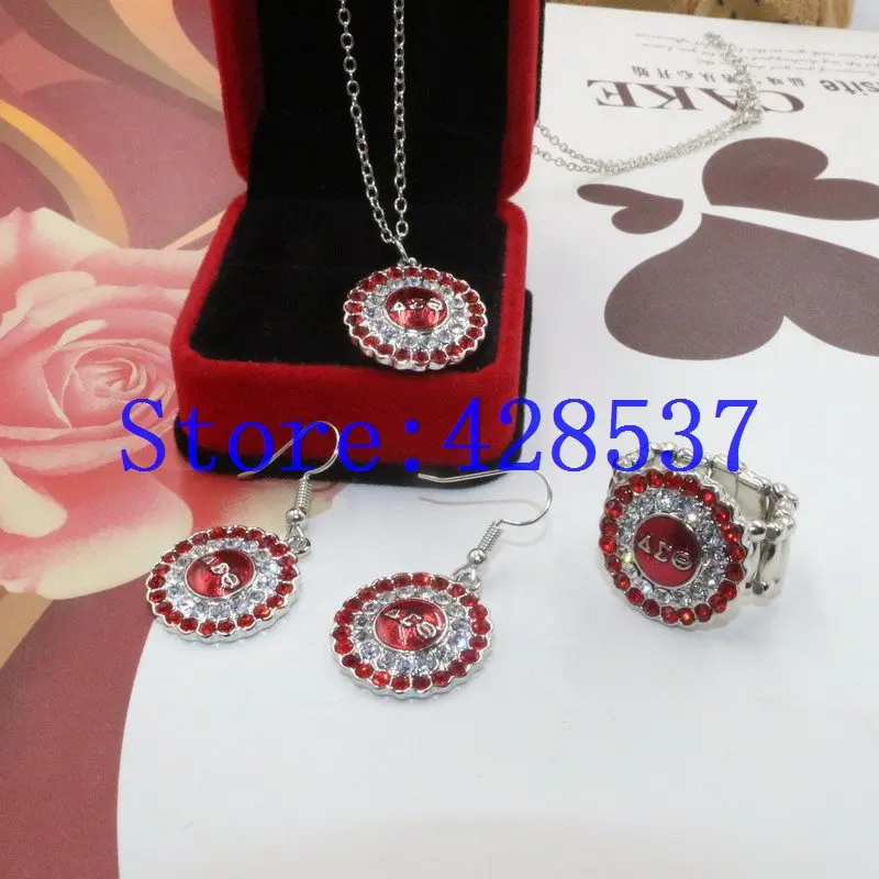 Бесплатная доставка греческое братьев Delta DST символ красный белый кристаллы