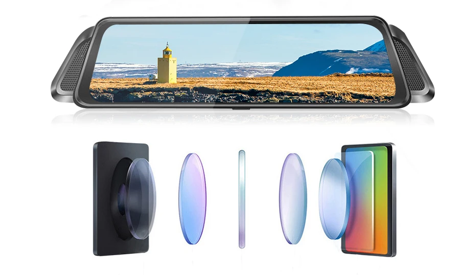 E-ACE, 10 дюймов, Автомобильный видеорегистратор, зеркало FHD 1080 P, видеорегистратор, автомобильная камера, двойной объектив, с камерой заднего вида, авто Регистратор