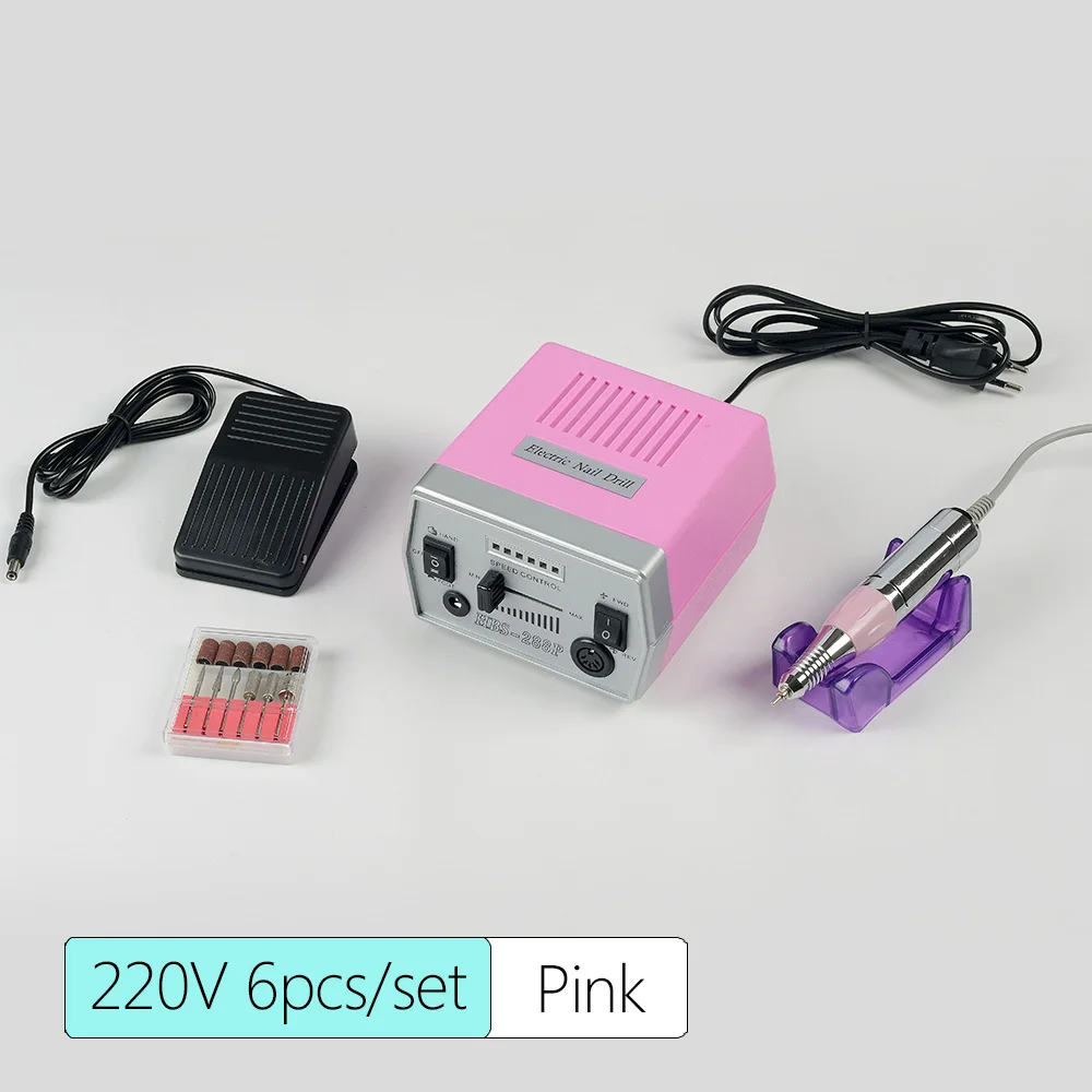 220V Pink Электрические сверла для ногтей Маникюрный аппарат фреза полировщик педикюр машина для удаления кутикулы пилки для ногтей доступ SAHBS-288 - Цвет: 220V Pink