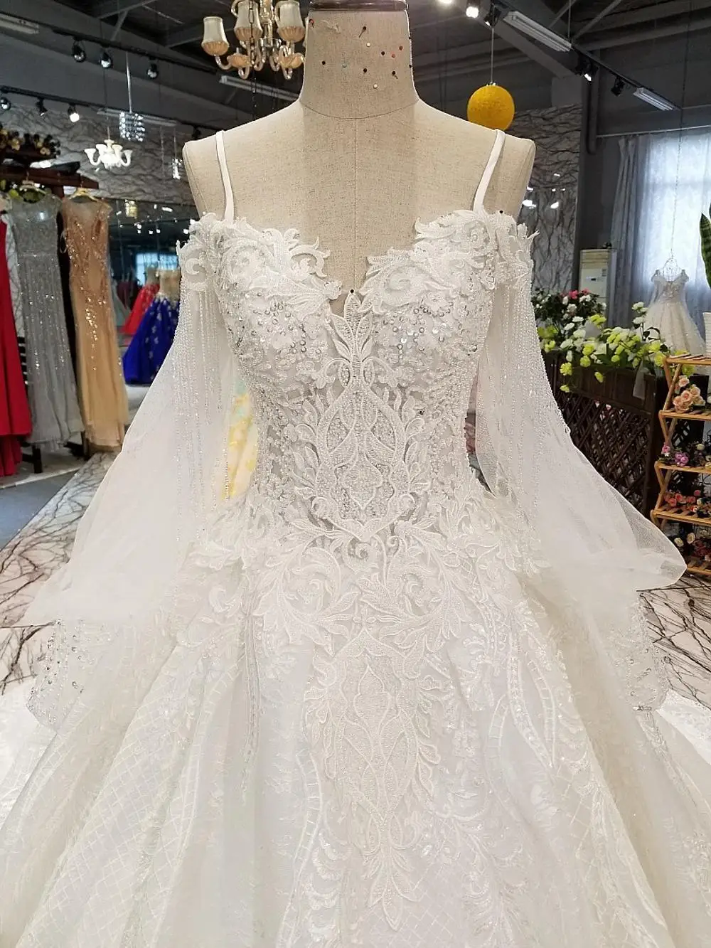 54777 мусульманское пикантное свадебное платье на тонких подтяжках милое Длинное