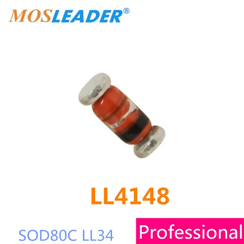 

Mosleader LL4148 LL34 2500PCS SOD80 100V 0.2A 0.5W 1/2W Switching diodes High quality Made in China Original