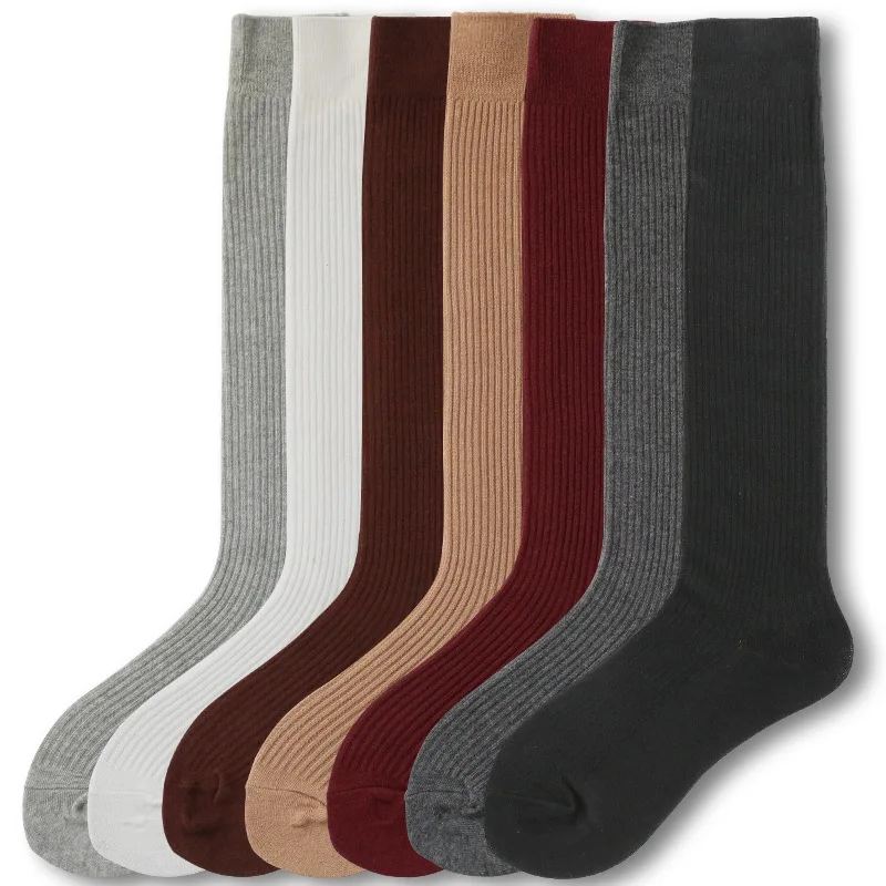 The Spring And Autumn Winter Piles of Socks Ms Cotton Solid Color Japanese-Style Korea Stock Calf Knee-Length So | Женская одежда