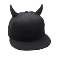 men women hip hop hat black cotton punk horn baseball cap snapback cap with horns wholesale