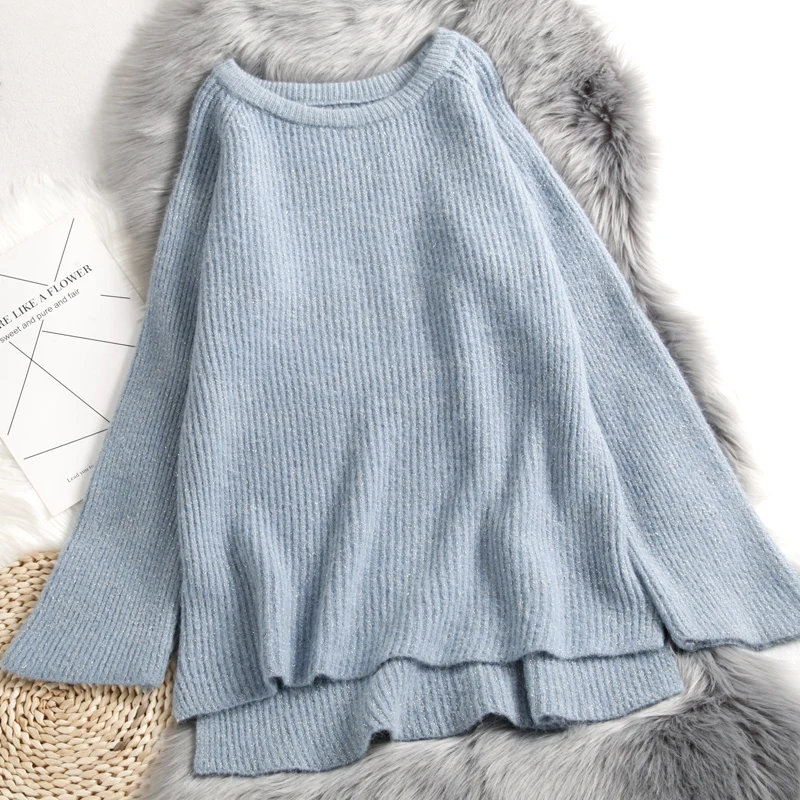 Shellsuning Solid Color Sweater Women Autumn Winter New 2019 Oversized Knitted Pullover Korean Basic Wide Warm Female Jumper Top | Женская