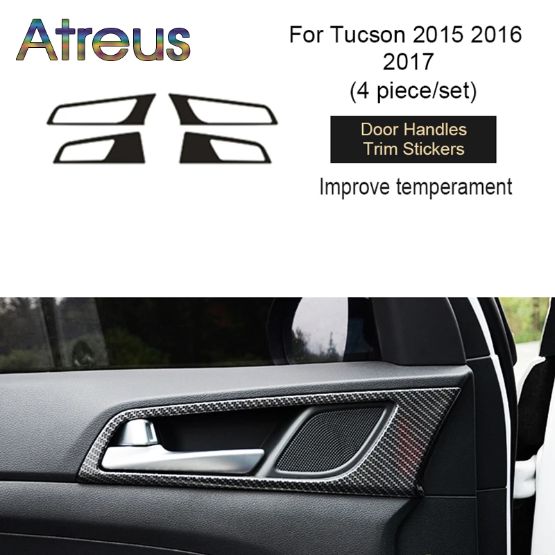 

Atreus 3D Автомобильные наклейки из углеродного волокна для Hyundai Tucson 2015 2016 2017 аксессуары для интерьера Дверная ручка Чаша накладка чехлы