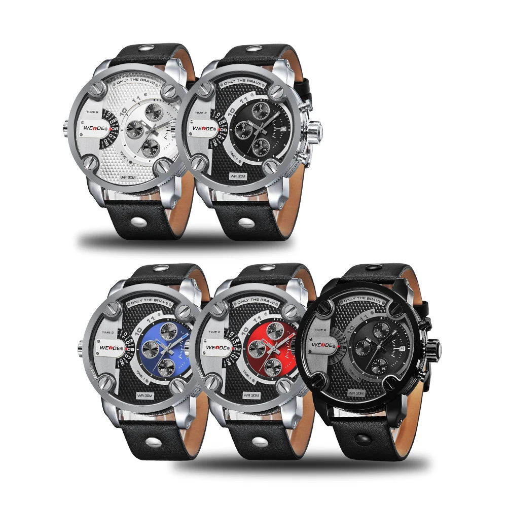 Weide оригинальные мужские часы с ремешком Роскошные Кварцевые спортивные кожаным