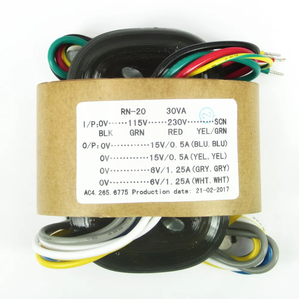 

1pc 30VA 30W 15V *2 + 6V *2 R-Core Transformer for preamp DAC amp diy