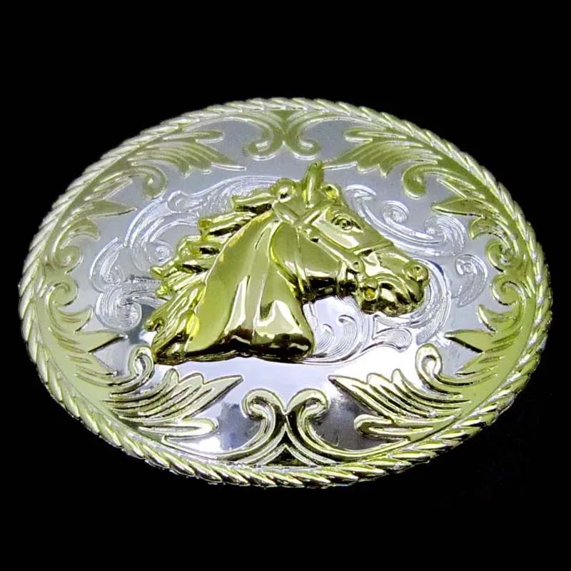 Лошадь Вестерн серебро с золотой готовой цветочной пряжкой на ремешке|belt buckle|belt