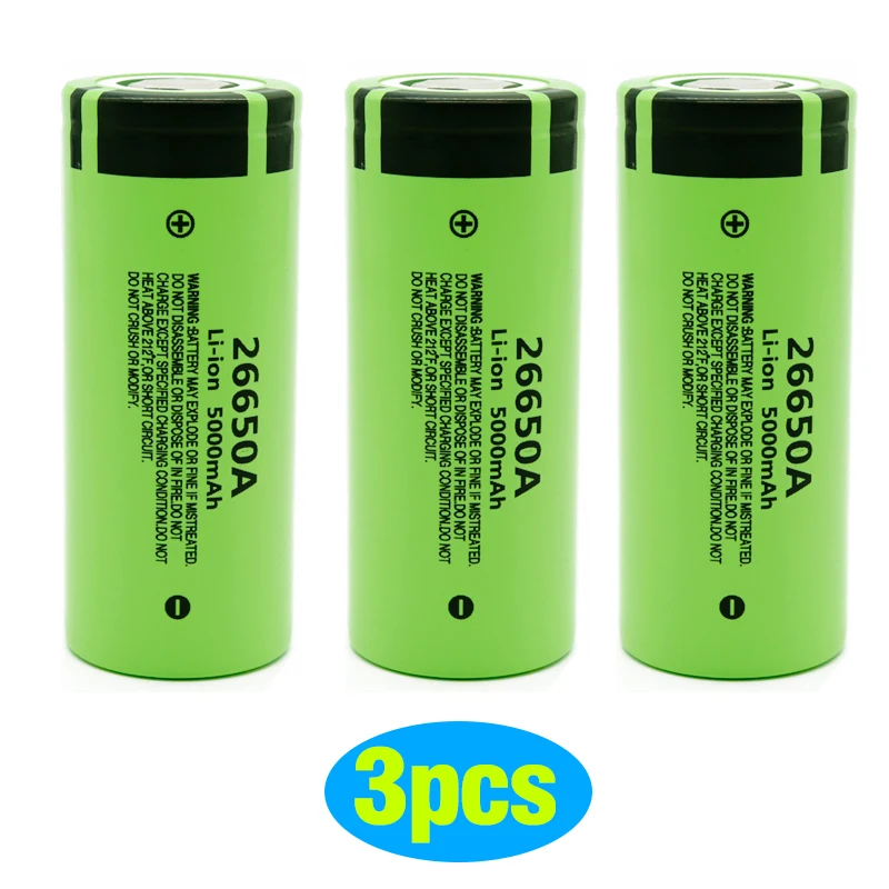 3pcs Аккумулятор для Panasonic 26650A 3,7 V 5000mAh высокой емкости 26650 литий-ионные аккумуляторы - Цвет: 3pcs