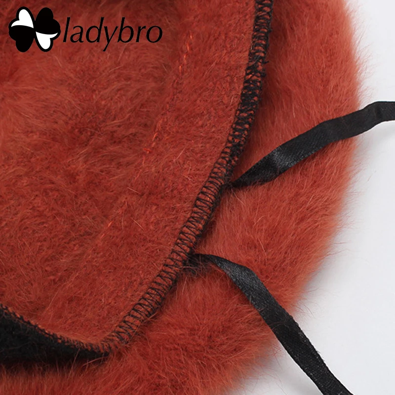 Элегантный однотонный берет Ladybro женская меховая шапка осенне зимняя теплая