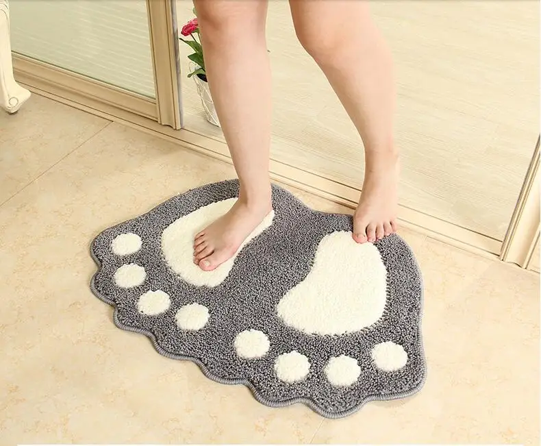 Серые отпечатки больших ног коврики для ванной коврик в мультяшном стиле унитаза