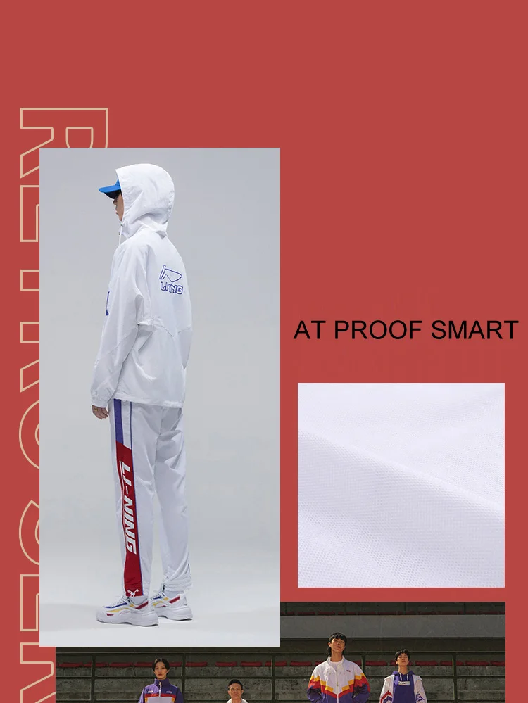 Li-Ning, Мужская трендовая свободная ветровка, надежная, удобная, спортивная куртка в стиле ретро, ветрозащитные куртки AFDP249 MWF401