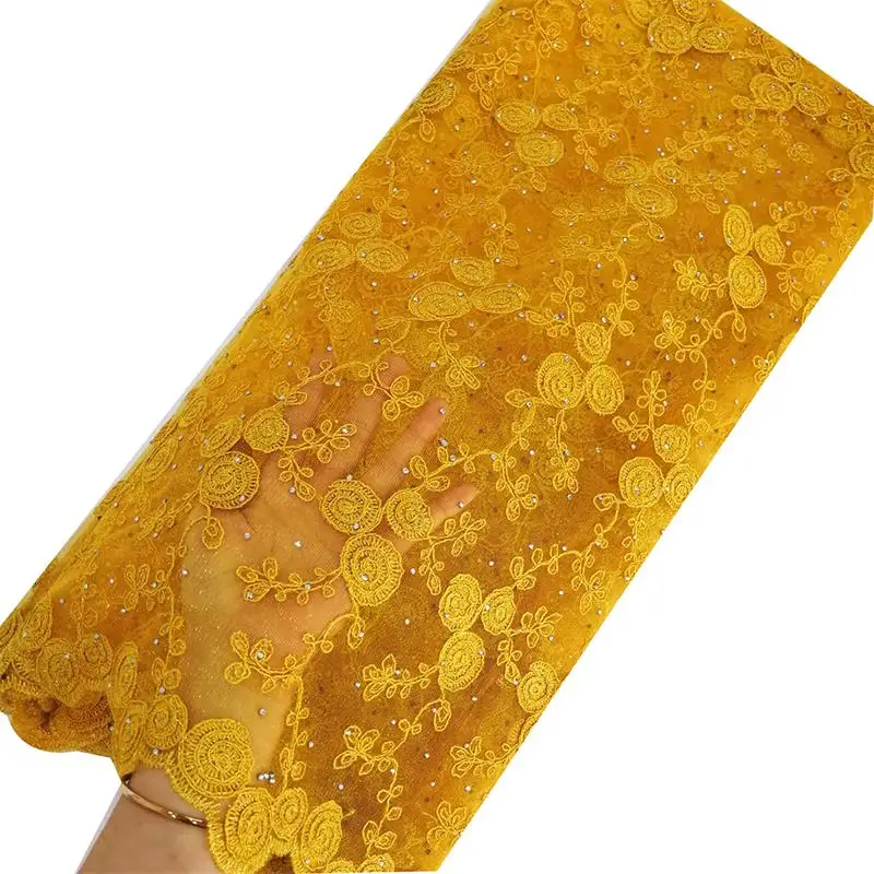 Yellow lace fabric Последние серебристо-серые африканские кружевные ткани вышитые африканские французские кружевные ткани дешевые африканские Французские тюлевые кружевные ткани - Цвет: Yellow lace fabric
