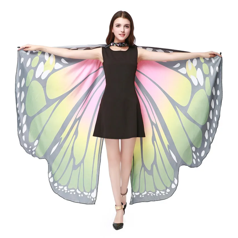 Дропшиппинг Горячая Женская Бабочка крылья шарф-Пашмина Нимфа Пикси пончо костюм аксессуар