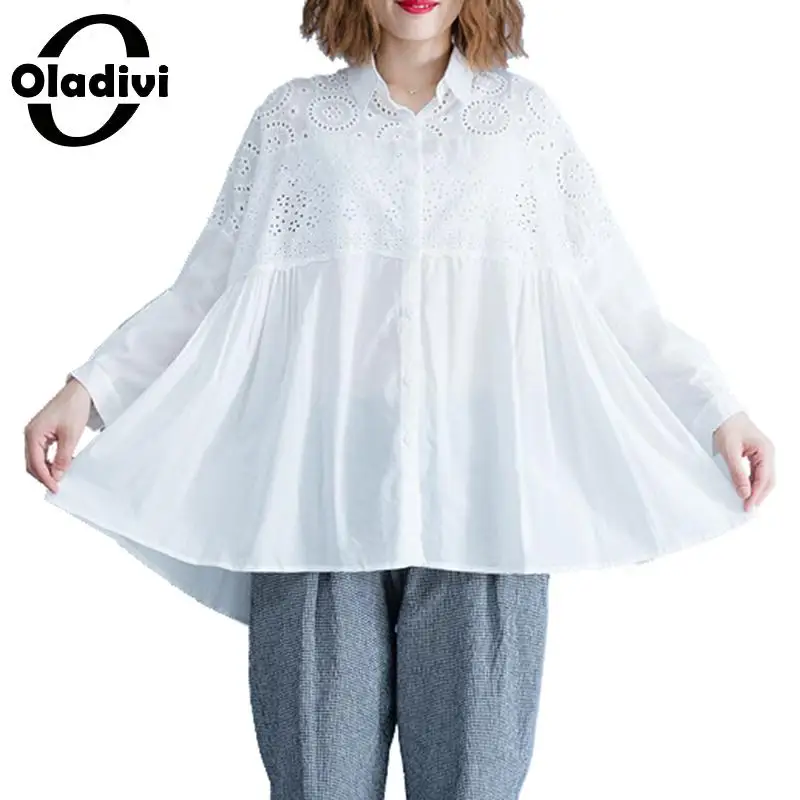 

Блузка Oladivi женская, оверсайз, с вышивкой, летняя