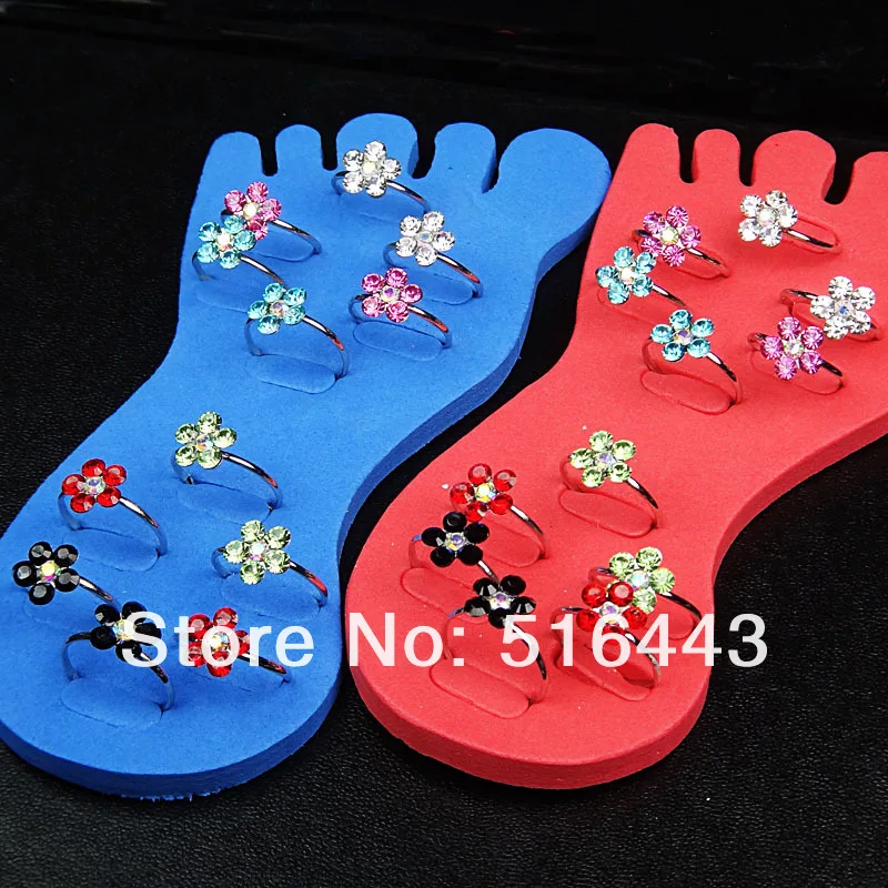 

A-588 24 шт., австрийские стразы, модные женские кольца с цветком для девушек, кольца для пальцев на носке, бесплатная доставка, оптовая продажа ...