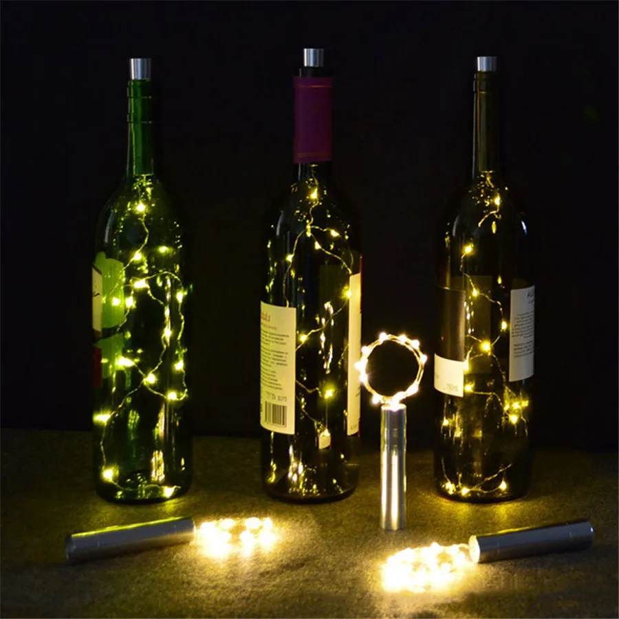 

Thrisdar 10PCS 2M 20LED Wine Bottle Copper Wire LED String Fairy Light AA Battery powered Christmas Wedding Party Garland