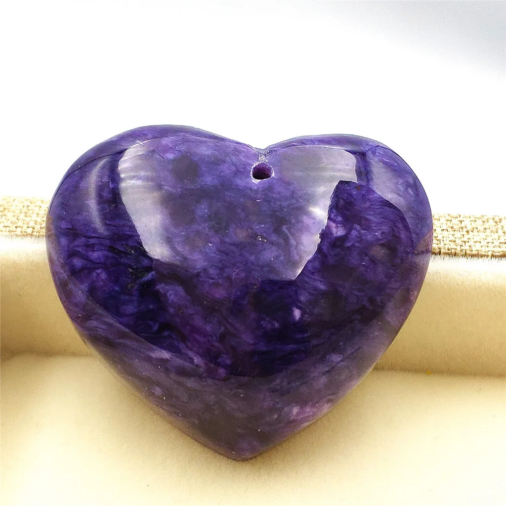 Genuine Natural Purple Charoite Gemstone Pendant 34x30x12mm Heart Love Shape Women Men Love Gift Fashion Pendant Jewelry AAAA