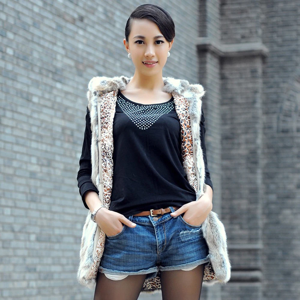 Новинка Лидер продаж Женские жилет из настоящего кроличьего меха женские 100%