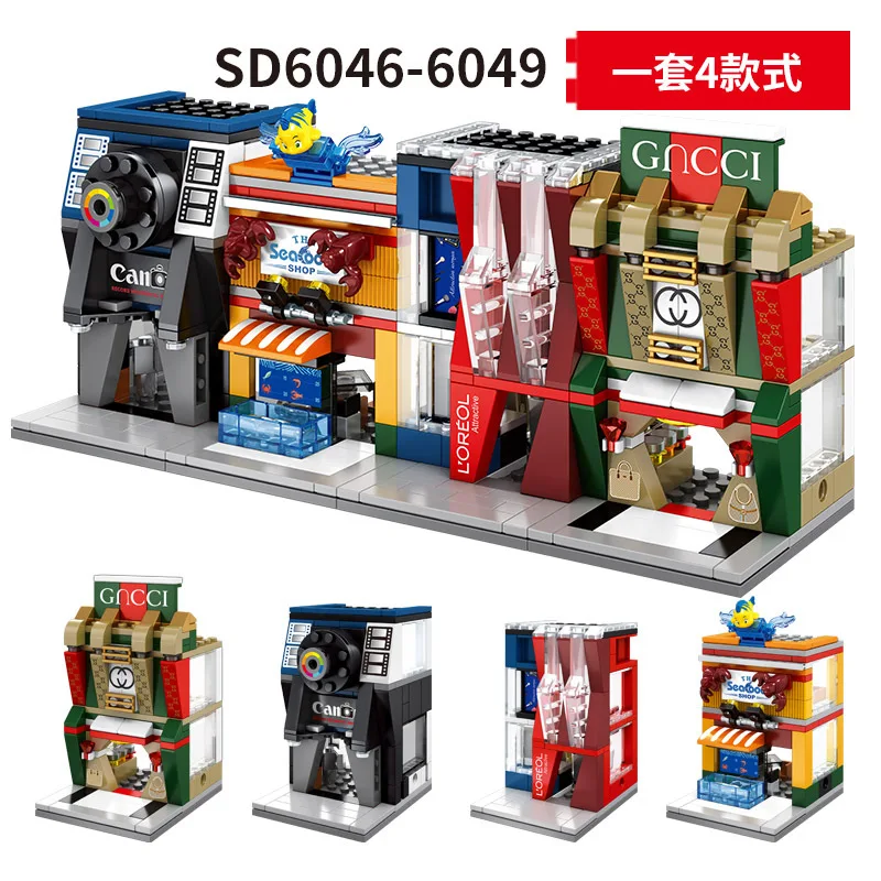 4 шт./лот детские строительные блоки игрушки совместимые с Legoingly city Mini City Street View Shop