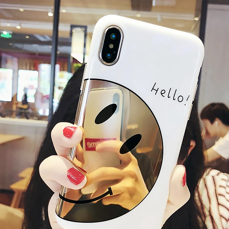 Корейский стиль ins популярные зеркало смайлик для iPhoneX мобильного телефона