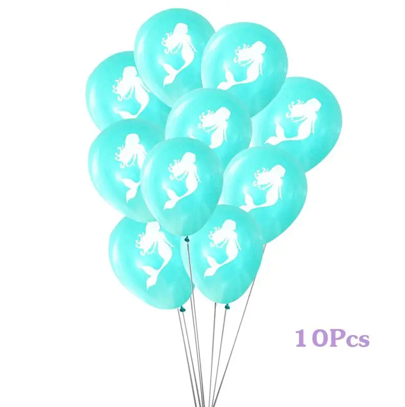 10pcs blue Chicinlife маленькая Русалочка чашка Тарелка С Днем Рождения шар одноразовая посуда для детского душа день рождения украшение для вечеринки - Цвет: 10pcs blue