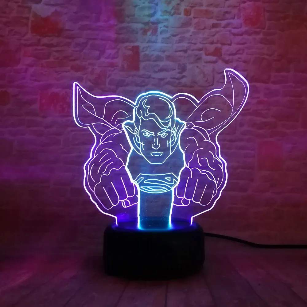 Супергерой Летающий Лига Справедливости фигурка Супермена 3D LED IR Touch 7 смешанный