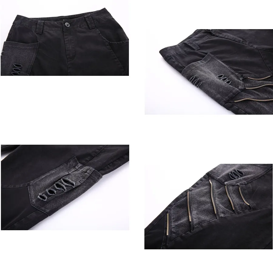 

Harem Pants Women 2018 Summer New Streetwear Fashion Casual Slim Pencil Pants Patchwork Denim Hollow Calf-length Pants Female