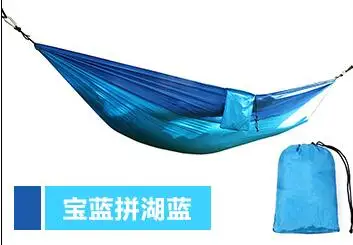Blue Одиночный двойной гамак для взрослых, для активного отдыха, для путешествий, выживания, охоты, спальная кровать, переносная с 2 ремешками, 2 карабина - Цвет: Blue