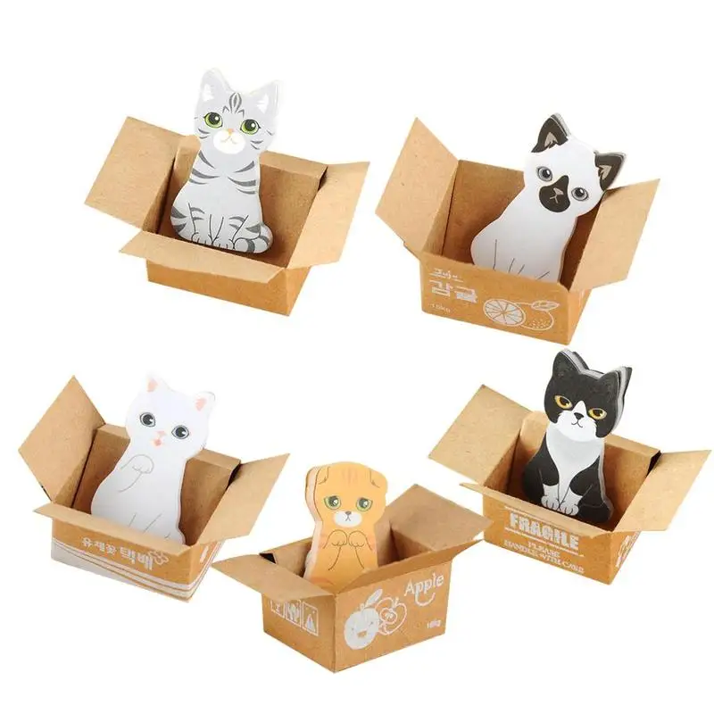 Милый картонный Кот маленький блокнот для заметок 3d Kawaii с кошкой для пишущих принадлежностей клейкая бумага для заметок, Канцтовары для школы и офиса Papelaria