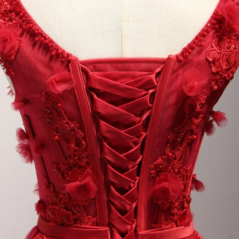 Stock dress для выпускной v шеи аппликация line лук ленты створки Длинные Платья