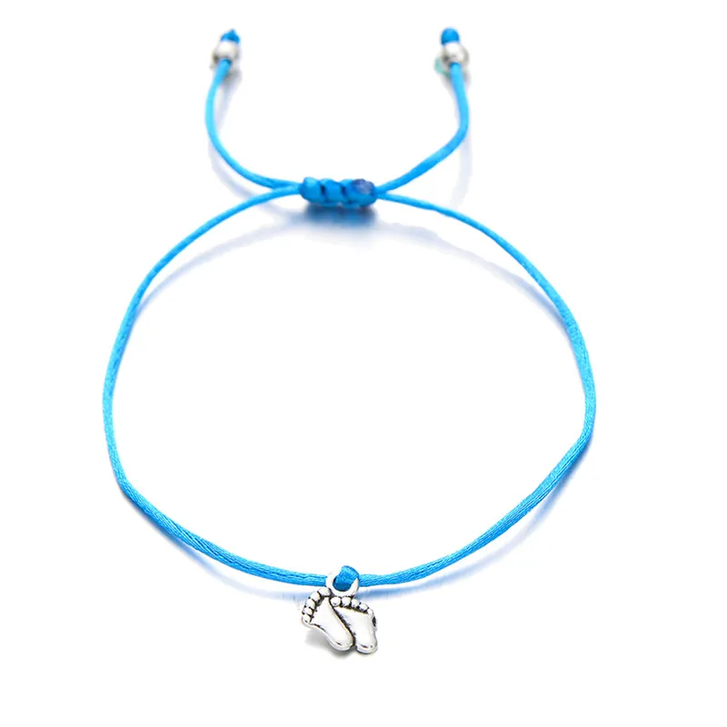 light blue Модные двойные детские ножки, семейный браслет из бисера для мамы, папы, детей, модные красные плетеные браслеты на удачу для женщин, ювелирные подарки - Окраска металла: light blue