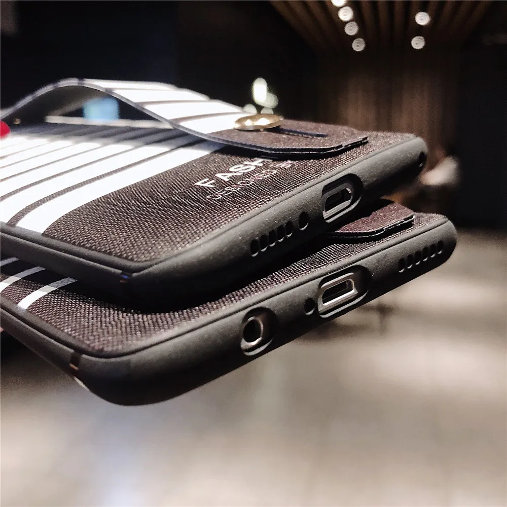 Wrist Strap for Samsung S10 S9 S8 Plus Note 8 9 Phone Case stripe Patterned Cases Galaxy A2345670 M20 Soft Covers |