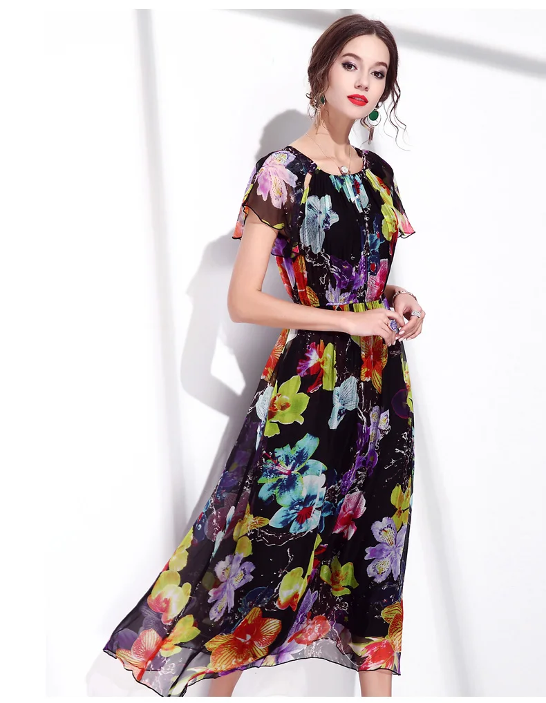 Женское платье Цветочный принт работу бизнес случайные партии Vestidos/Бесплатная
