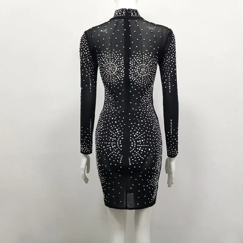 2020 Черное мини-платье сексуальное платье знаменитостей расшитое блестками