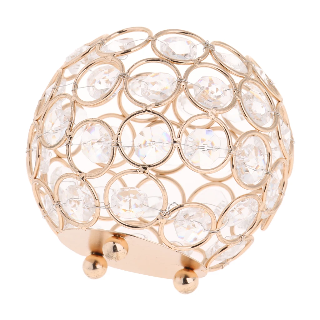 4Pcs 10cm Crystal Bowl Tea Light Candle Holder Wedding Banquet Decor _Gold | Candles