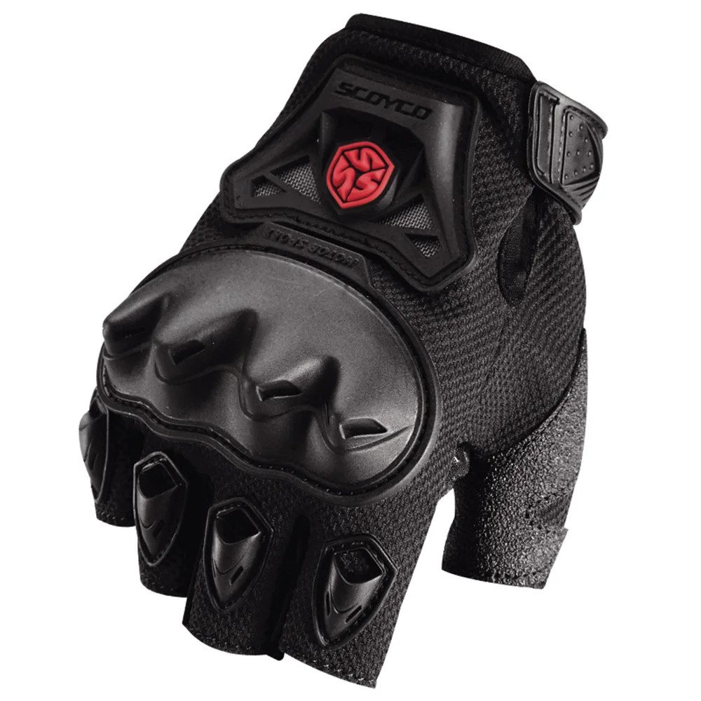 Черный SCOYCO перчатки для мотокросса, перчатки для гонок по бездорожью, перчатки для мотокросса с полупальцами, дышащие сетчатые перчатки для мотокросса - Цвет: Черный