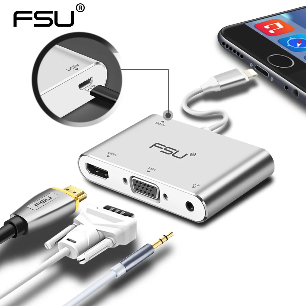 Lightning HDMI VGA конвертер для iPad серии 3 5 Jack кабель аудио ТВ адаптер iPhone X 8 7 Plus 6 6S 5S| |