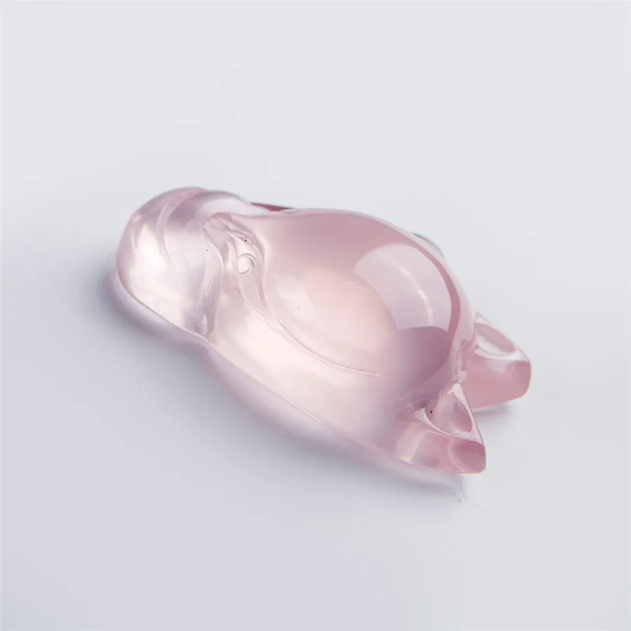 Натуральный розовый камень кристалл Кварцевый кулон из бисера в форме животного