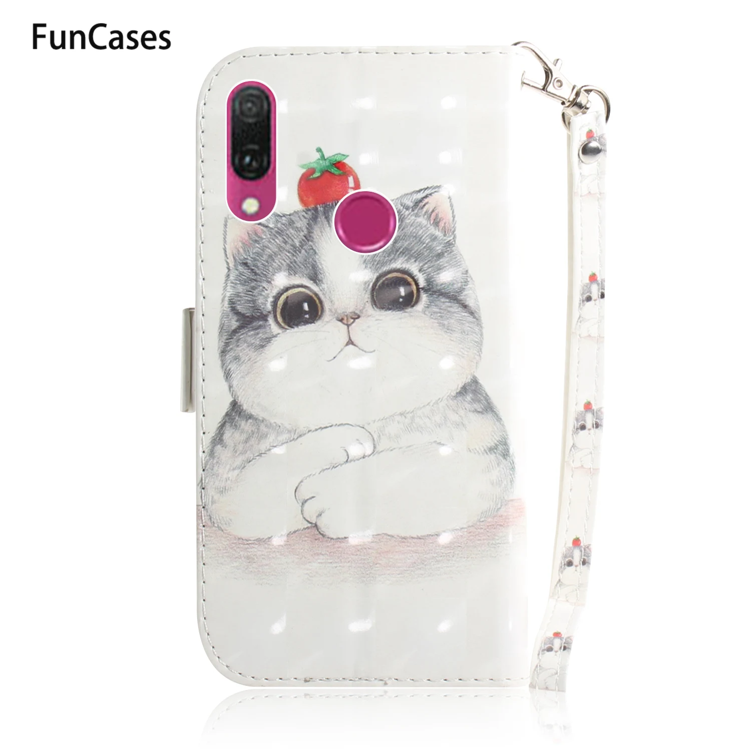 3D чехол книжка для ETUI huawei Y5 2018 Зебра из искусственной кожи с рисунками Капа Honor Play 7