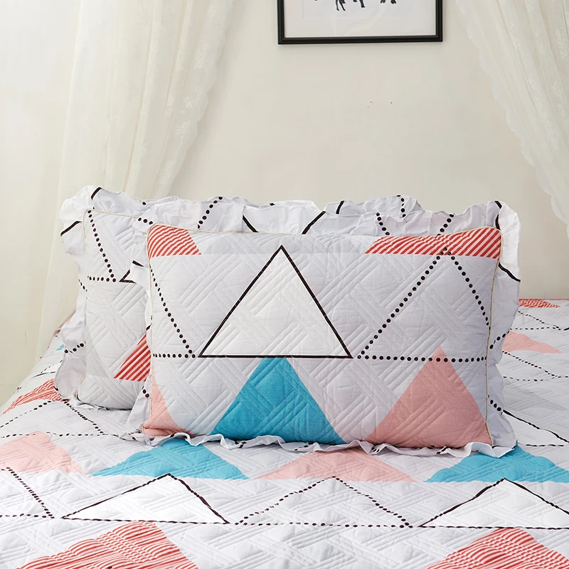 Colored geometric pattern anti-slip fitted sheet elastic bedspread simple style bed protective cover bedroom hotel #s | Дом и сад
