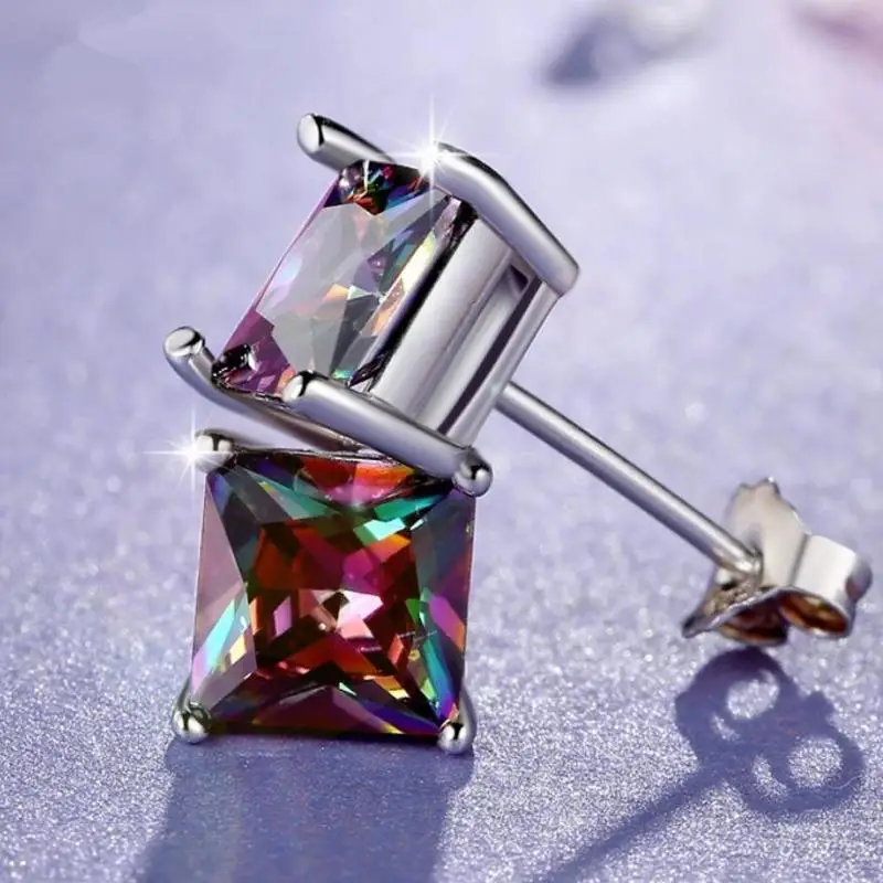 Серьги пусеты Everoyal модные квадратные серьги из серебра и 925 пробы для мальчиков